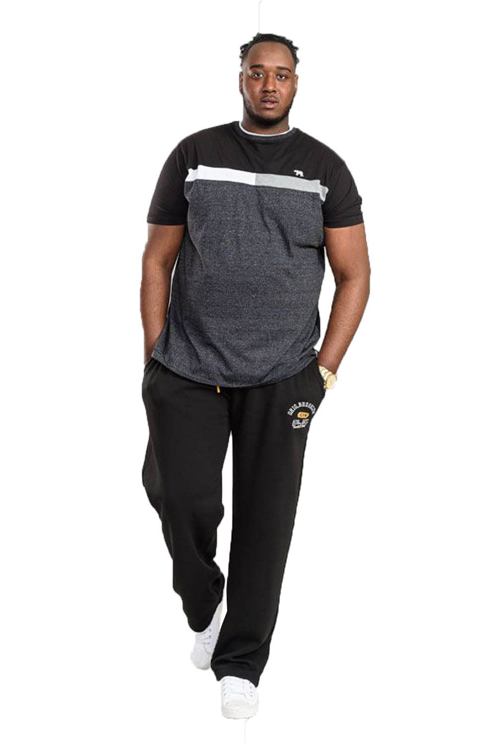 D555 Duke Mens Satash Big Tall Jogging Bottoms - Black - 8XL
