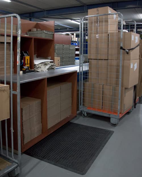 Vivol Ergonomische Arbeitsplatzmatte 90x120 cm - Schwarz Anti Ermüdungsmatte - 15mm Noppen - rutschfeste Antiermüdungs Matte - Stehmatten für Arbeitsplatz