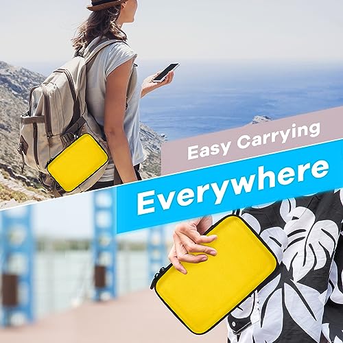 Image of Bright Yellow Hard Shell Electronic Organizer Carrying Case - Shockproof Large Storage Case for Hard Drive, Phone, Power Bank, Charger, Earbuds - Zipper Pouch Gadget Bag for Business, Travel