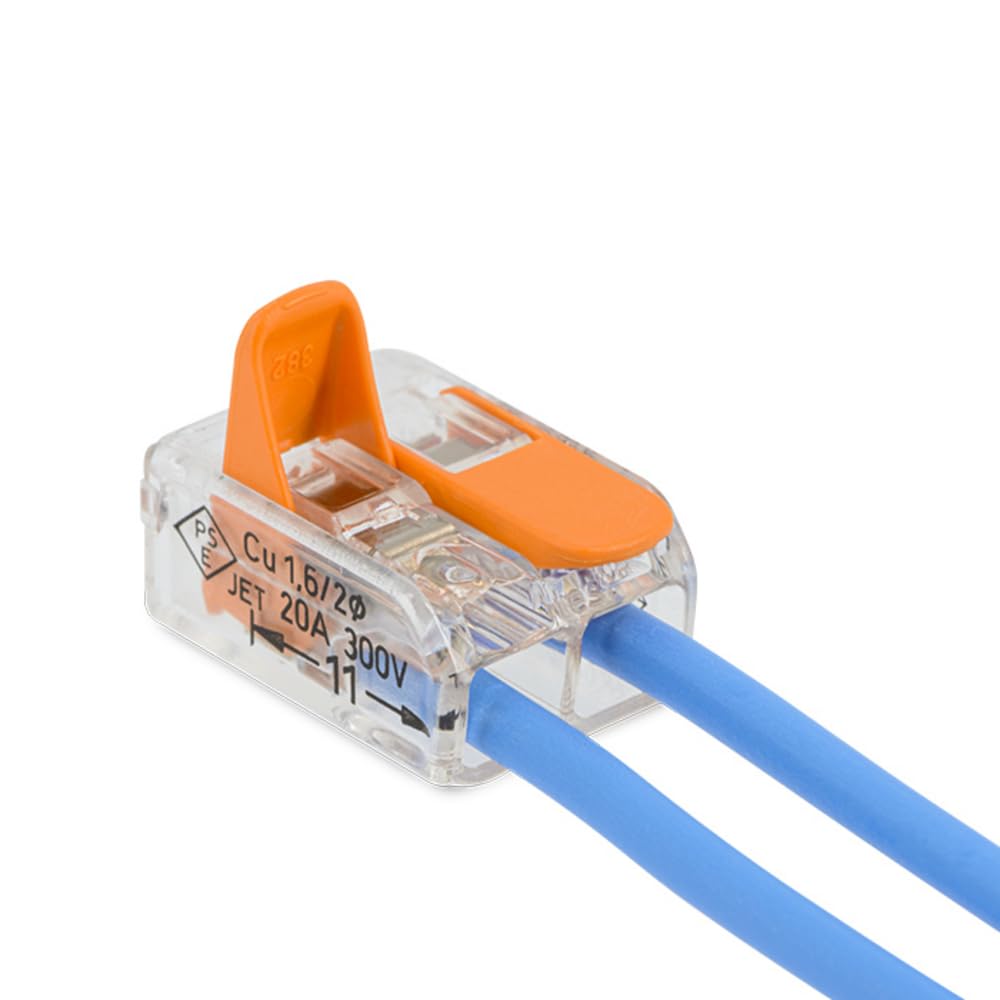 50 automatische aansluitklemmen S221, 2 ingangen, compacte connector-geleiders 221-412 Lever-Nuts, 221 2-aderige aansluitklem met bedieningshendels, elektrische connector
