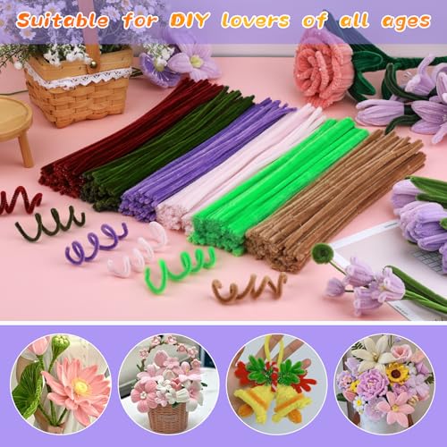 Image of Pipe Cleaners, 100Pcs Purple Pipe Cleaners Bulk for DIY Crafts | inchChenille Stems for Home Arts and Crafts, Limpia Pipas for DIY Festivals Bouquet Decor, Art Supplies for Flower Making inch