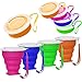 TCOLS Set di 4 tazze da viaggio pieghevoli con coperchio, in silicone, 200 ml, pieghevoli, in silicone, per campeggio, escursioni all'aperto (blu, rosa, verde, ciano)