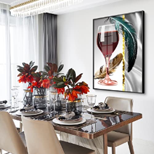 Gobelet ruban plumes impression sur toile salon moderne - 3