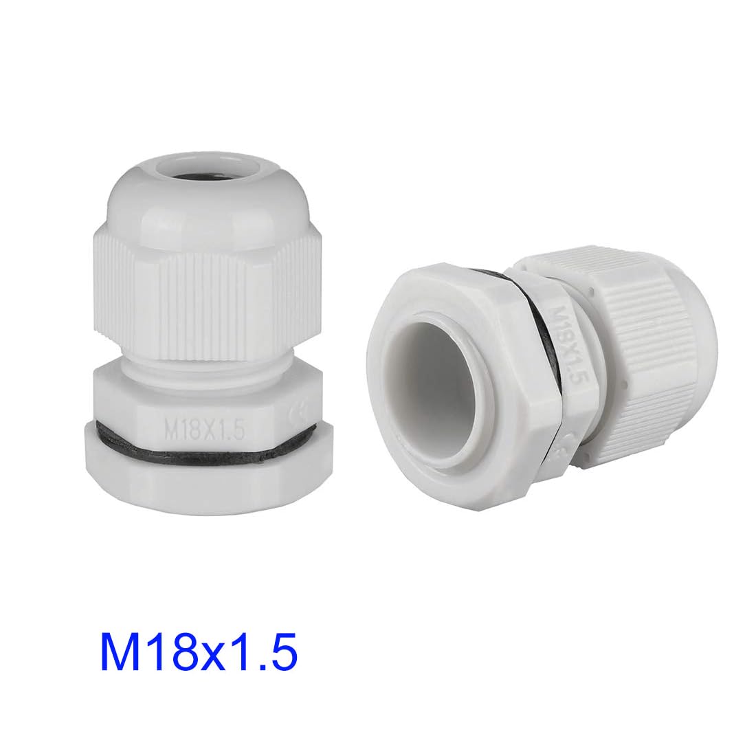 MACHSWON 2Pcs M18 Cable Gland - Durable Threaded Wire Connector with Locknut for 5-10mm Dia Cable Wire, White - Image 2