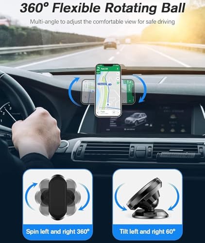 Image of Fugetek Magnetic Mobile Phone Holder for Car Dashboard /Bike with 540 Angle Rotation & Strong & Safe Magnets-Car Phone Mount Stand- Compatible with All Mobile