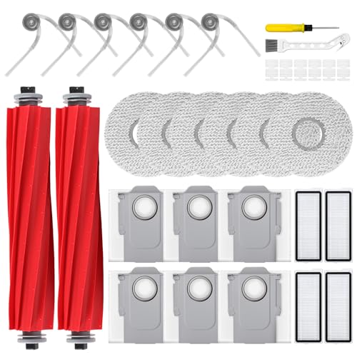 Image of 32 Pcs QV 35A Replacement Accessories Compatible with Roborock Qrevo S Pro /QV 35A / QV 35S Robot Vacuum, 2 Mainbrushes, 6 Scent Tablets, 4 HEPA Filters, 6 Dust Bags, 6 Mop Pads, 6 Side Brushes