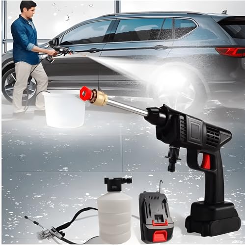 Image of HitMAD [Double Battery] Cordless Portable Wireless Pressure Washer Gun 48V High Pressure Water Gun for Solar Panel, Car Wash and Bikes Cleaning with Adjustable Nozzles