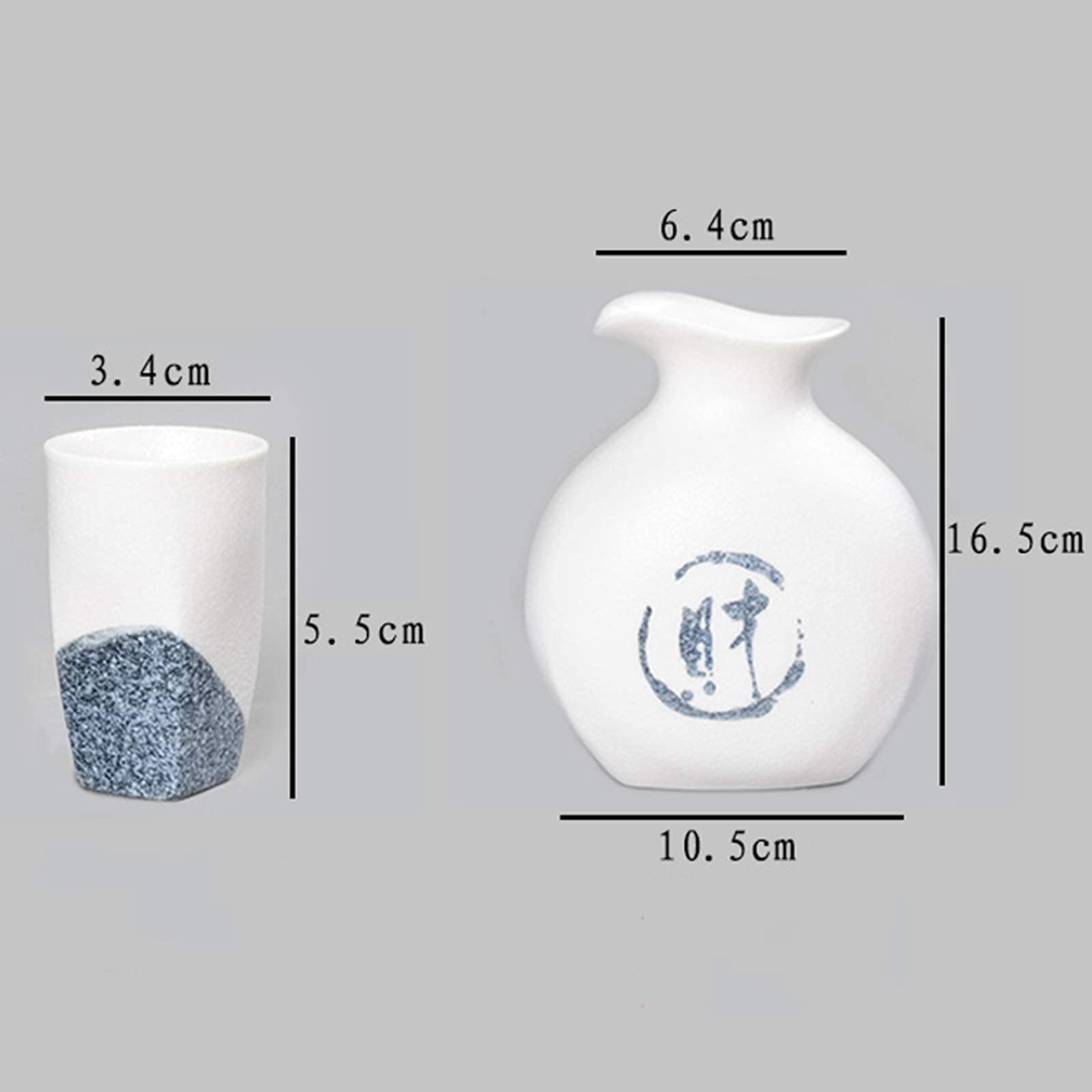 Neues 7-teiliges Japanisches Sake-Set, Sakebecher-Set, traditionelle Porzellan-Keramik-Tassenkunst, 6 Sakebecher und 1 Sake-Kanne – Chinesische Schriftzeichen, B, Ge,A-b