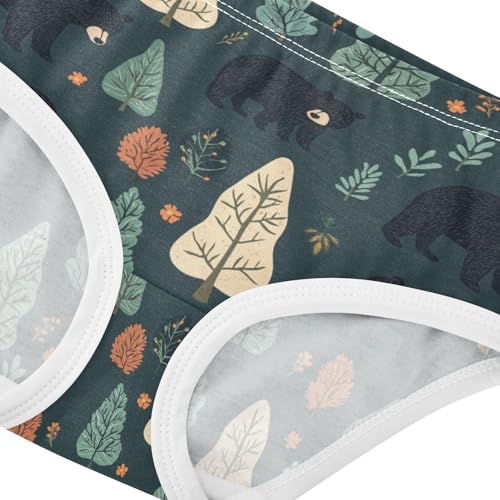 ZZKKO Forest Black Bear Girls Underwear Toddler Panties for Girls Comfort Brief Size 2T-8Y3
