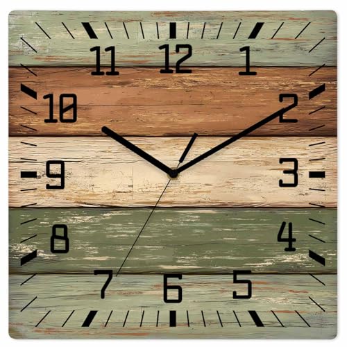 Reloj de pared cuadrado vintage de madera 10 pulgadas miniatura 1