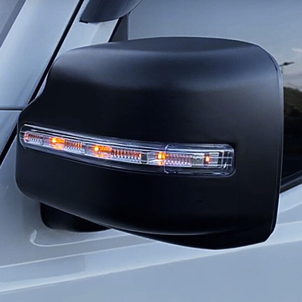 Car Side Rearview Mirror Caps Decorative Cover With LED Turn Lights，Fit for Suzuki Jimny 2-Door 4-Door 2019-2025，ABS Exterior Rearview Mirror Cover 2pcs (Matte Black)