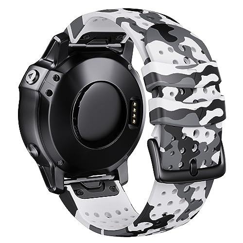 NotoCity for Fenix 6 22mm Silicone Watch Bands for Garmin Fenix 8/8 Pro 47mm/Fenix 7/Fenix 6/Fenix 5/Fenix 5 Plus/Fenix 6/Fenix 6 Pro/Forerunner 935/945/955/965/Approach S60/S62/Epix (Camo White) by NotoCity - Used condition - Image 2