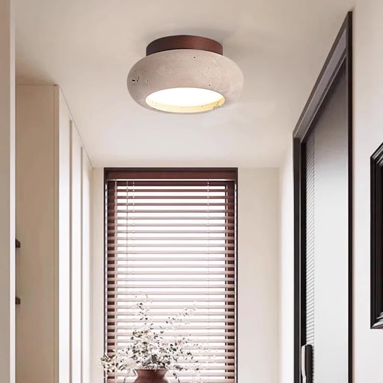 Plafonnier LED style nordique en pierre jaune pour une chambre apaisante