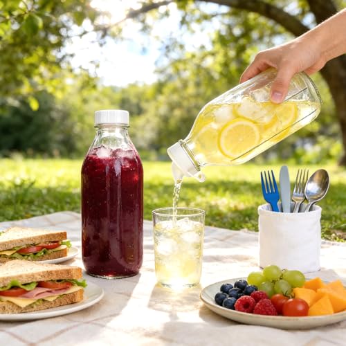 Foto von UBBOY 2er Set Glasflaschen, 1000ml,Glasflaschen 1 Liter