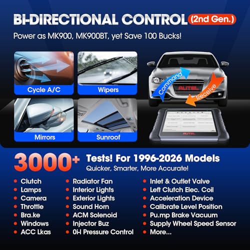 Autel MaxiCOM MK808S Bidirectional Scanner: 2026 Same as MaxiCheck MX808S MX900 MK900BT MK808BT Pro, 3000+ Active Test, 28+ Service for 200+ Brands, OBD2 All System Diagnose, FCA Autoauth & SGW, OS 11 - Image 4