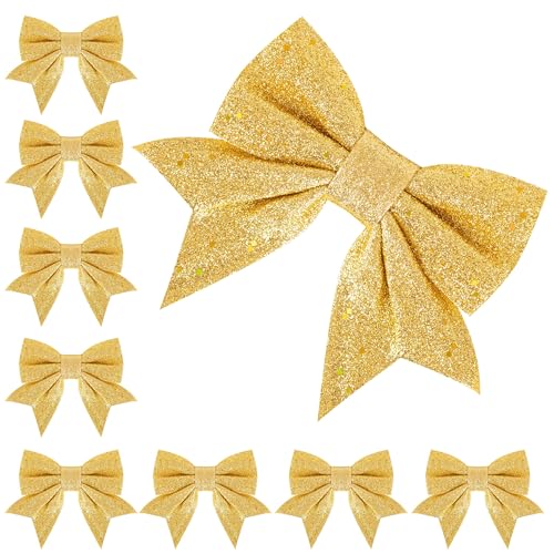 Lazos de Navidad dorados que no pierden la forma de 5x7 pulgadas para tu árbol 2