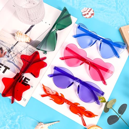 10/20/40 Pack Fun Colorful Rimless Party Sunglasses Bulk Retro Funny Glasses Set for Bachelor Party Favors3