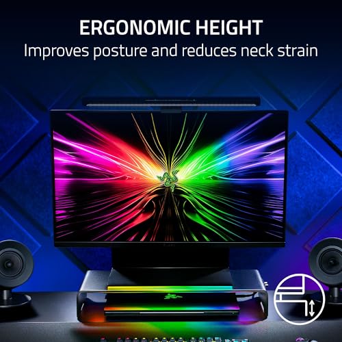 Image of Razer Monitor Stand Chroma - Aluminium monitor stand with 4-way USB-C hub with Chroma RGB (50cm x 21cm x 7.85cm, robust construction, 20 kg load capacity, ergonomic height) Black