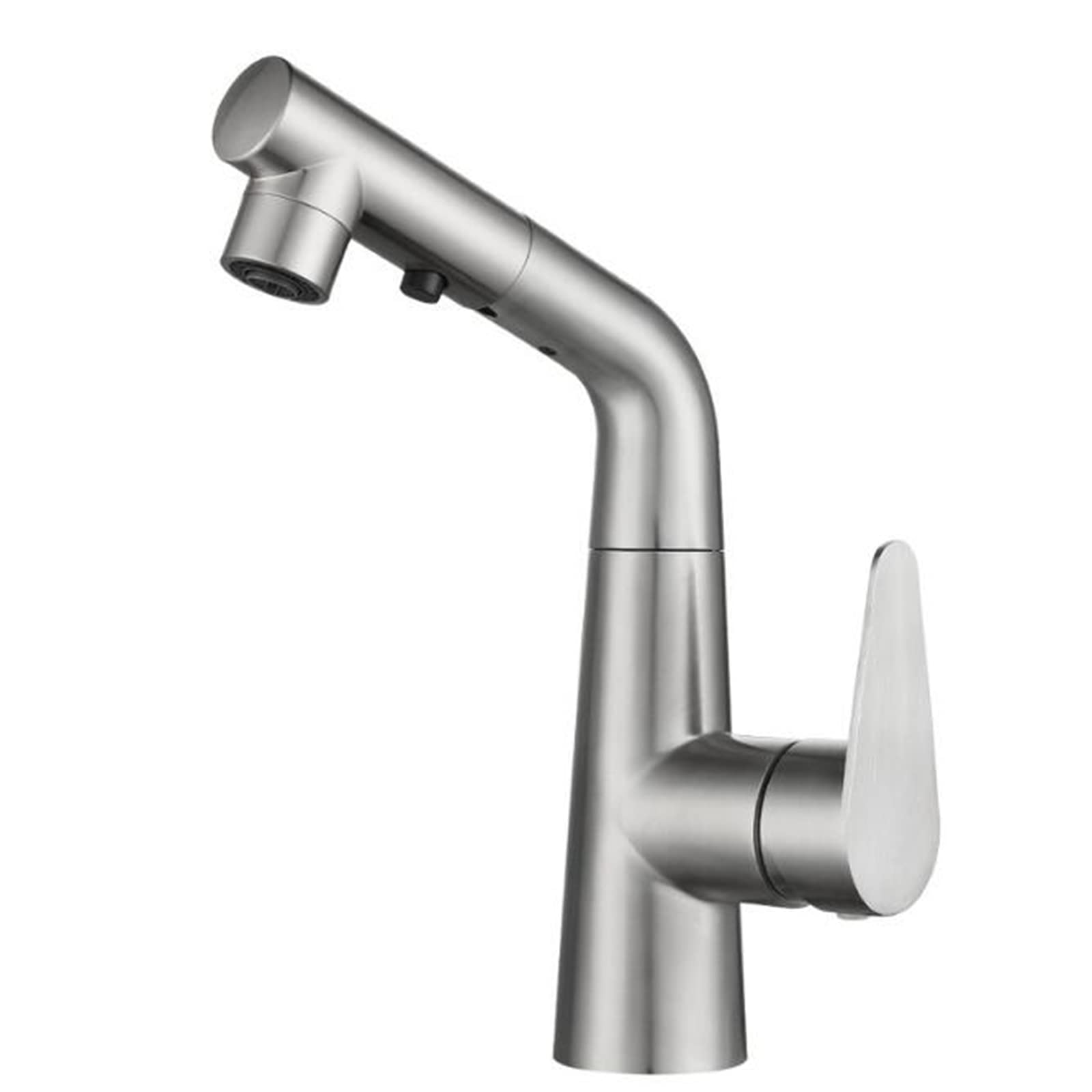 Mitigeur de lavabo douchette extractible en acier inoxydable brossé mat