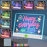 Rechargeable LED Drawing Board for Kids with 7 Colors, 16' Light Up Acrylic Dry Erase Board, Lumi Board LED Note Board with Invisible Stand Glow Doodle Board Birthday Valentines Day Gifts for Kids