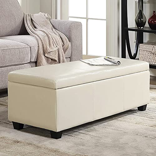 Ottoman de rangement moderne en cuir salon coffre rectangulaire