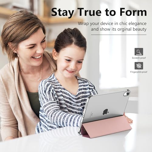 Image of MoKo for iPad (A16) 11th Generation Case 2025, iPad 10th Generation Case 2022, Slim Stand Hard PC Translucent Back Shell Smart Cover Case for iPad 11th Gen 11 inch 2025, Light Pink Gold Marble