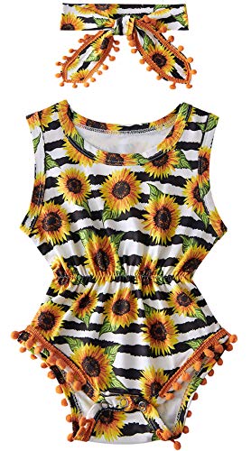 Black White Stripe Unisex Baby Boy Outfits Green Leaves Floral Print 3d Jumpsuit for Infant Girl Boys Rompers Summer Sleeveless Crew Neck Play Suit and Headband 3-6 Months Onesie 2pcs Bathing Suit