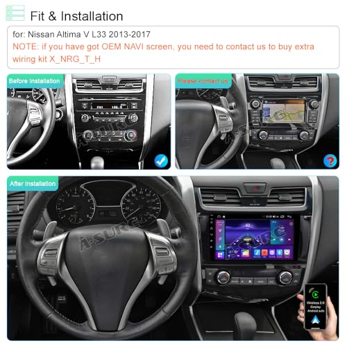 Image of ASURE 9 inch Car Stereo Radio for Nissan Altima V L33 2013-2017 Navigation GPS Unit Upgrade,8Core 4G+64G Android with Wireless Carplay,Android Auto,SWC,DSP,1280x720 HD Touchscreen Multimedia Player