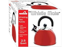Deep Red 2.5 Quart Whistling Tea Kettle: Brew in Style with Stainless...