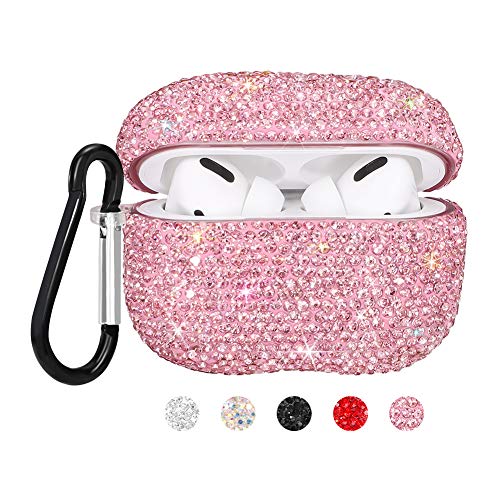 Funda para AirPods Pro 2019, SAVORI Cute Bling Crystal Rhinestone Case Protectora Carcasa rígida a prueba de golpes Compatible con Apple AirPods Pro (rosa)