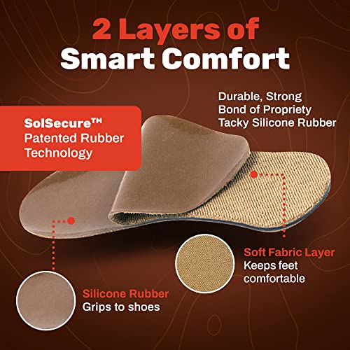 Cotton Flat Shoe Insert for Sandals & Sockless Shoes, Comfortable Shoe Insoles with Sweat-Absorbent Natural Fiber & Non-Slip Silicone Grip, Narrow-Cut Shoe Inserts for Women, Brown, Size 39 - SoxsolS4