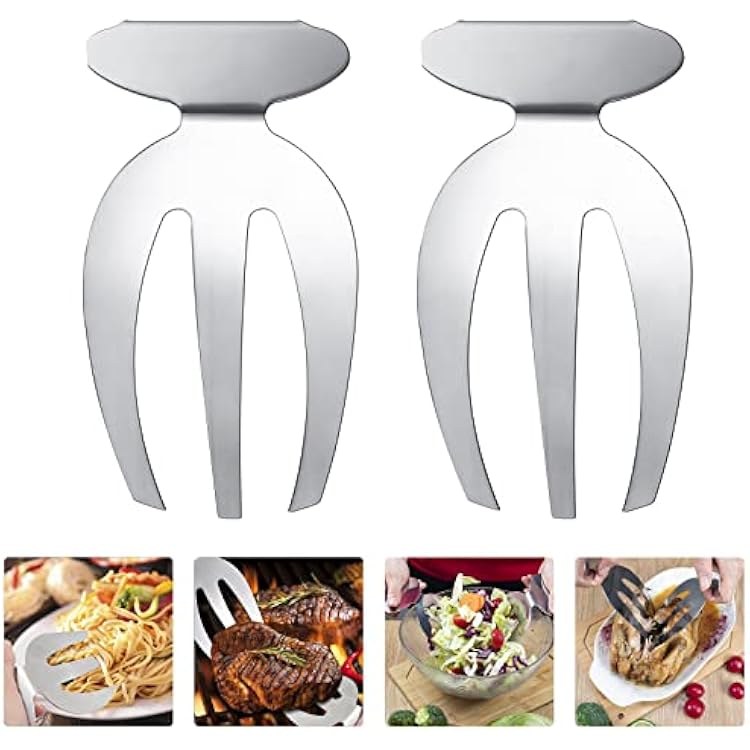 2Pcs Stainless Steel Salad Hands, Professional Business Salad Server, Light and Durable, Not Afraid of High Temperature, Easy to Clean,Dishwasher Safety