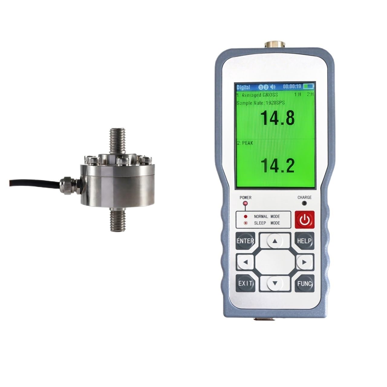 Mining 300Kg Handheld Instrument +Load Cell Battery Amplifier And Transmitter With Display, Test Compression Force, Weight Sensor Accurate Measurement(300Kg)