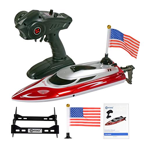 Contixo T1 Rc Boat – Remote Control Boat For Pools And Lakes, Fast Rc Boats For Adults And Kids With 15+ Mph Speed, 4 Channel 2.4 Ghz Remote Control, And Rechargeable 1100Mah Battery, Play 20 Min #TOP1