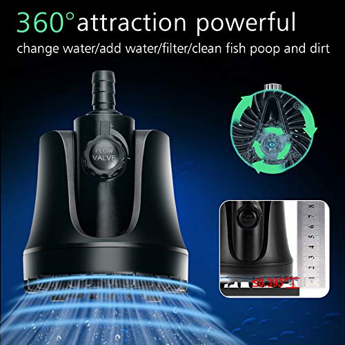 Image of AQQA Submersible Aquarium Water Pump,265GPH 1000L Fish Tank Pump Ultra-quiet Fountain Pump,Adjustable Flow Rate With High Lift,2 Nozzles 6ft Power Cord For Aquarium,Fish Tank, Pond, Hydroponics 15W