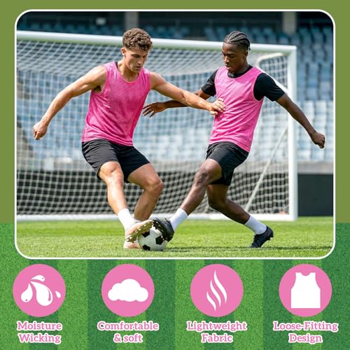 Image of RAINFLOW Soccer Pinnies Scrimmage Vests - Set of Lightweight Mesh Pennies Practice Jerseys for Youth & Adult Teams,Training
