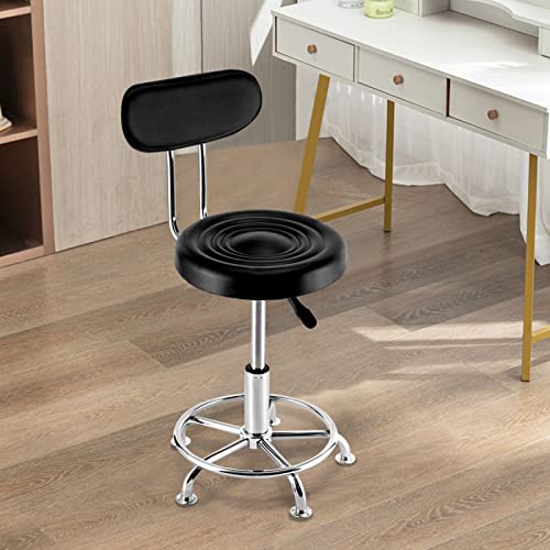 Harolddol Hydraulic Garage Work Shop Chair, Modern Round Black Adjustable Height Bar Stool With Backrest For Workbench Shop Stool #TOP1