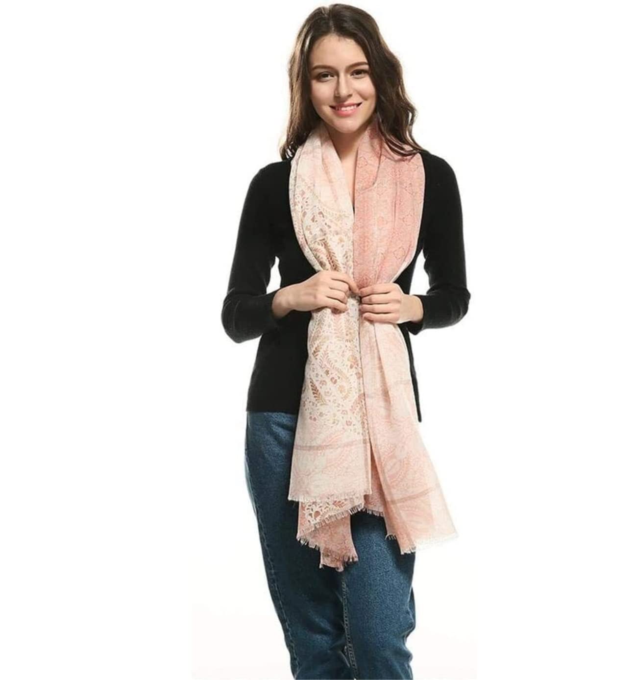 Sciarpa Invernale Sciarpa da Donna Scialle Avvolgente Protezione Solare Calda Modello con Stampa Dorata Regalo per Donna Sciarpa Scialle(B)