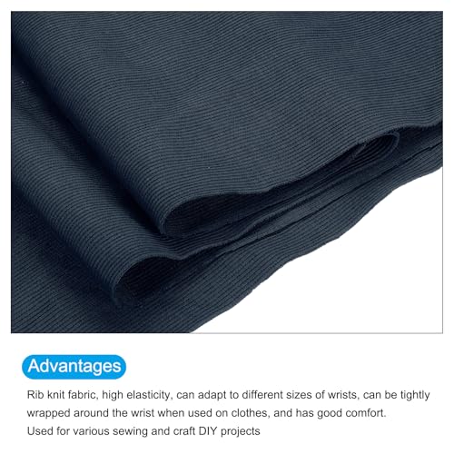 Image of MECCANIXITY 39 inch Elastic Cuffs Ribbed Trims Cotton Fabric Knit Rib Stretch Tape Cuff Sleeve Waistband for Sewing, 12 inch Wide Dark Blue