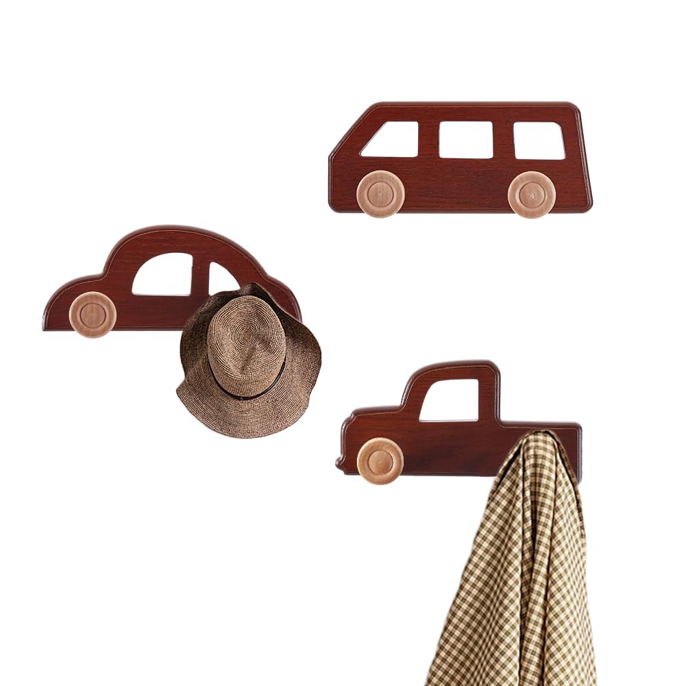 NBEADS 3 pz 3 stili Porta Abiti Da Parete In Legno, Ganci da parete a forma di autoResistente, per Bagno Camera Da Letto Porta Ingresso Decorazione Appendere Cappotti Cappelli Borse Asciugamani Chiavi