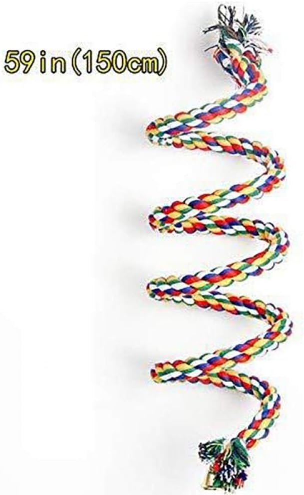 Bird Swings Parrot Cotton Rope Rotating Ladder Multicolor Wooden Ladder Parakeet Ladder Hamster Toy Bead Pet Bird Toy Cage 1Pcs 150Cm