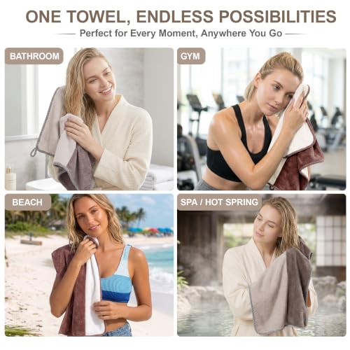 Image of Story@Home 500 GSM Microfiber Hand Towel Set of 4 | Super Soft Color Blocked Face Towel | 60 x 40 cm | Grey & Dusty Rose | Sensitive Skin Friendly Face Towels for Gym, Travel, Sports, Bathroom
