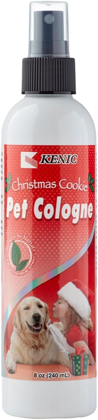 Kenic Christmas Cookie Pet Cologne, Long Lasting Limited Edition Sweet Vanilla Cookie Scented Dog & Cat Deodorizing Spray, Freshens, Neutralizes and Shines Coat Between Baths, Made in USA