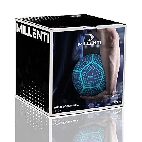 Millenti Futsal Indoor Soccer Ball - Low Bounce Futsal Soccerball Official Size 4, Jinga Blue, Sb0704Bu #TOP2