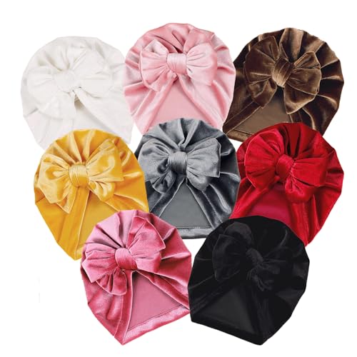 Image of Yili Maizi Baby Turban Newborn Girl Hospital Hat Cotton Toddler Big Hair Bow Infant Toddler Kid Headwrap