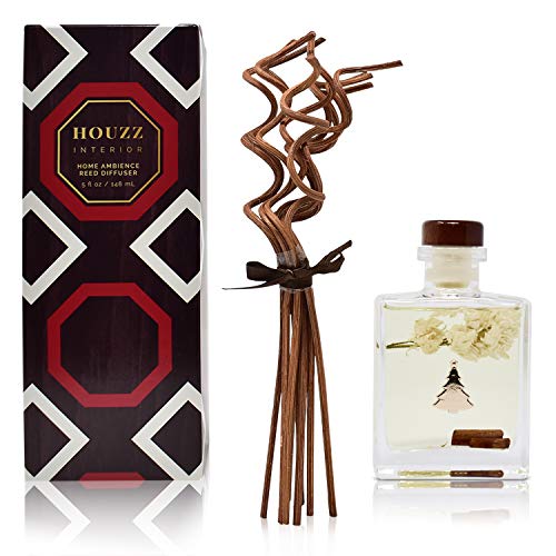 HOUZZ Interior Cinnamon Spiced Vanilla Reed Diffuser Oil Set – Cinnamon, Clove, Almond and Vanilla – Beautiful Display for Your Holiday Decor – Natural Essential Oil Room Scent Infuser Sticks - Thumbnail 6