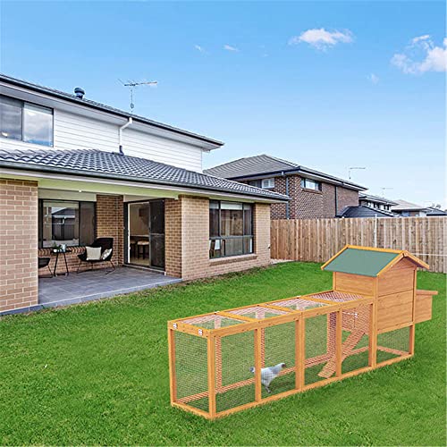 Chicken Coop Outdoor Wooden Rabbit Hutch Poultry House with Chicken Run Cage, Egg Box & Waterproof Roof (120") - Thumbnail 4