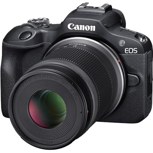 Image of Canon EOS R100 Mirrorless Camera Kit - APS-C RF Camera with 18-45mm & 55-210mm Lenses, 24MP Sensor, 4K Video & Dual Pixel AF (6052C022) + Canon Shoulder Bag + 64GB Memory Card