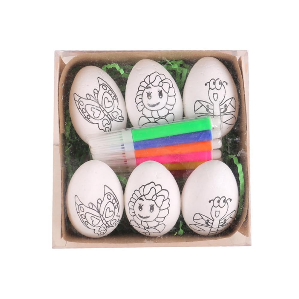 CTRLZS 6 Pcs Easter DIY Hand-Painted Eggs 2024 Cartoon Eggs Children'S Handmade Gift Easter Egg Painting Kit Easy Install Easy to Use -D