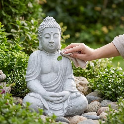 Statue Bouddha Jardin XL Résistante aux Intempéries Déco Extérieur 70 cm - 7